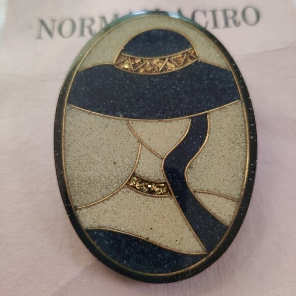 Lucite Portrait of a Lady Brooch worked in glitter, by Norman Aciro. Art Deco. - Picture 5 of 6